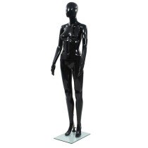 Full Body Male Mannequin with Glass Base Glossy Black 185 cm