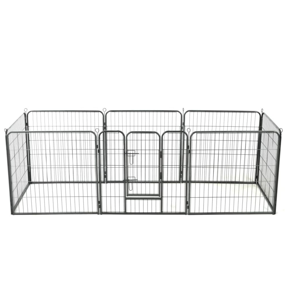 Dog Playpen 12 Panels Steel 80x60 cm Black