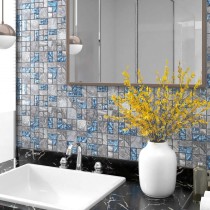 Mosaic Tiles 11 pcs Black and Red 30x30 cm Glass