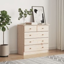 Chest of Drawers ALTA White 77x35x73 cm Solid Wood Pine