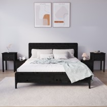 Nachttische 2 Stk. Grau 79,5x38x65,5 cm Massivholz Kiefer