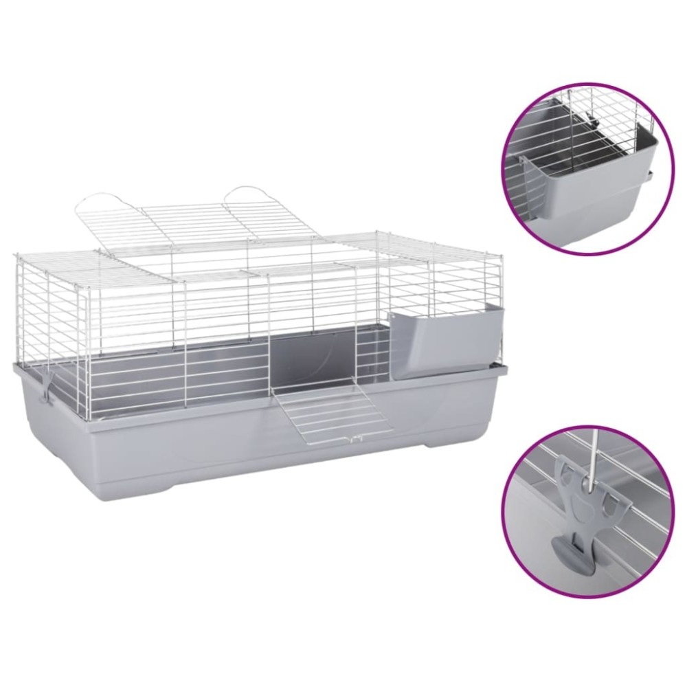 Small Animal Cage Grey 80x45x39 cm Polypropylene and Metal