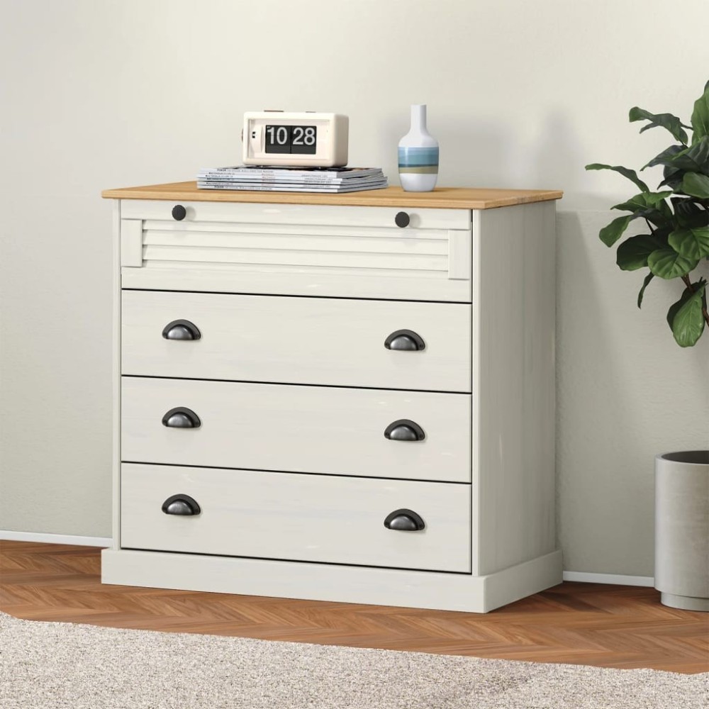 Chest of Drawers VIGO Grey 80x40x76 cm Solid Wood Pine