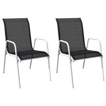 Stackable Garden Chairs 6 pcs Steel and Textilene Black