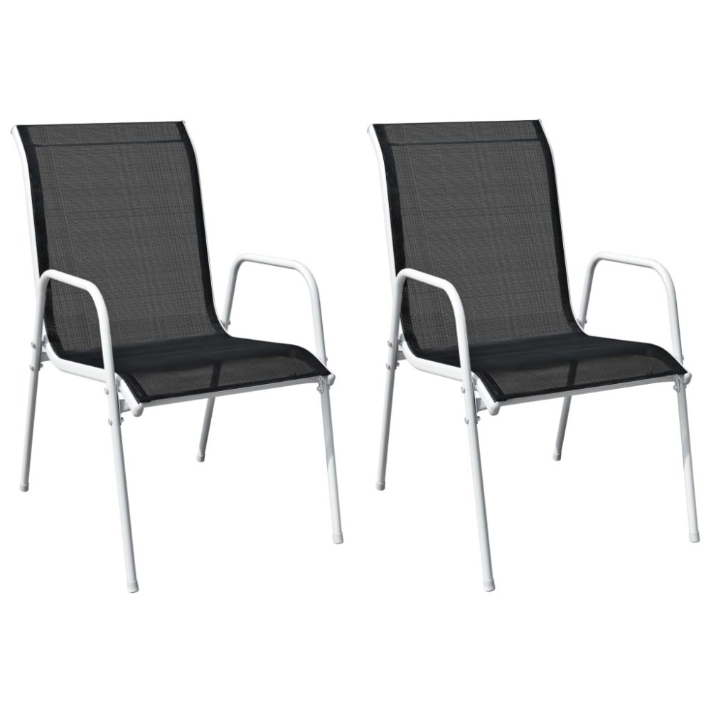 Stackable Garden Chairs 6 pcs Steel and Textilene Black