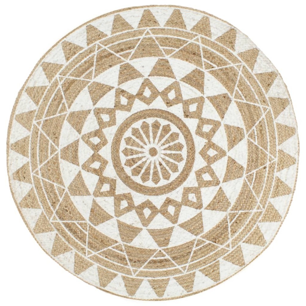 Handmade Rug Jute with Print Polka Dot 120 cm