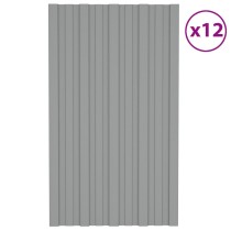 Roof Panels 36 pcs Galvanised Steel Grey 80x45 cm