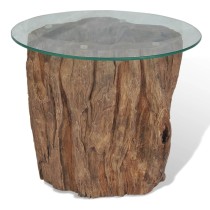 Couchtisch Teak Glas 50 x 40 cm