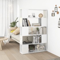 Book Cabinet Room Divider High Gloss White Engineered Wood