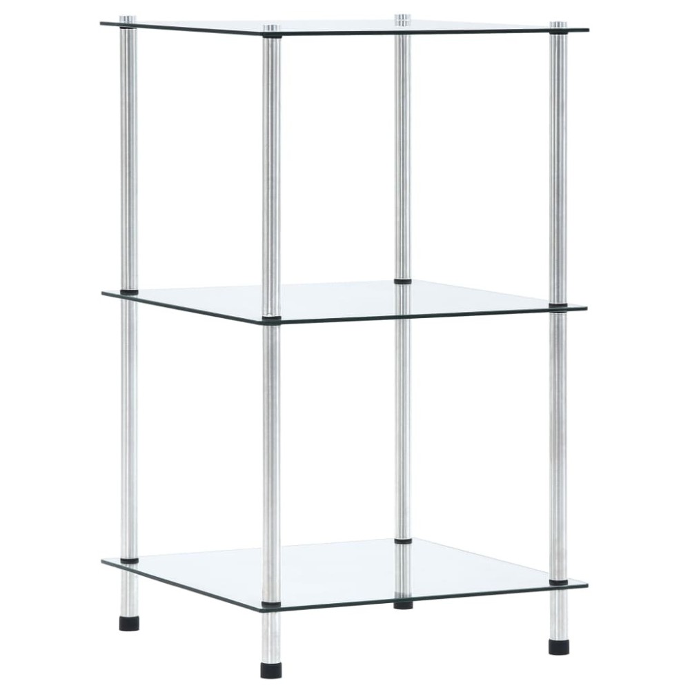 5-Tier Shelf Black 40x40x130 cm Tempered Glass