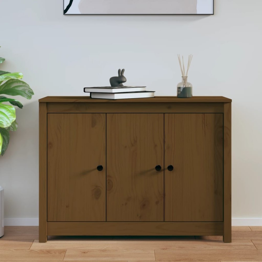 Sideboard Black 100x35x74 cm Solid Wood Pine