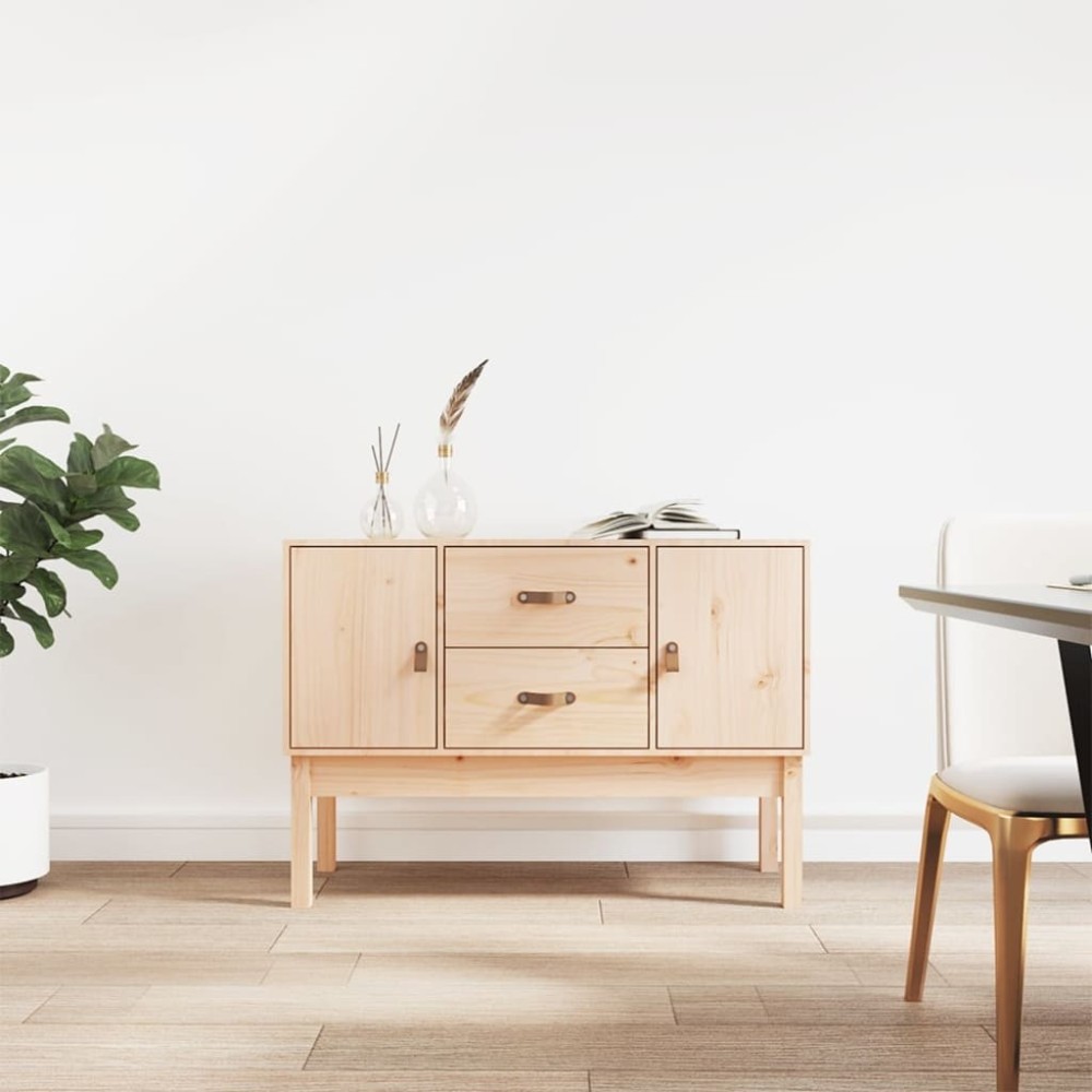 Sideboard Schwarz 110x40x78 cm Massivholz Kiefer