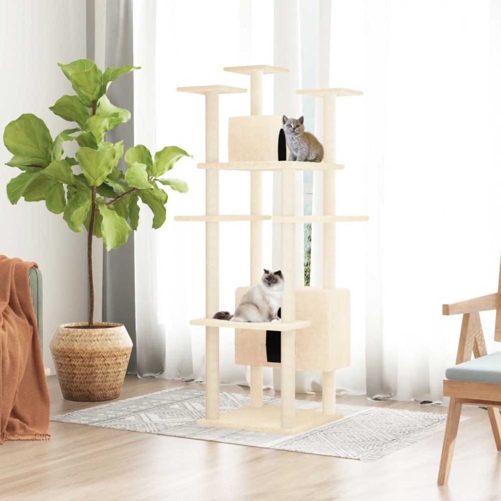 Cat Tree with Sisal Scratching Posts Light Grey 162 cm