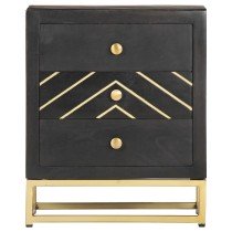 Bedside Cabinet Black and Gold 40x30x50 cm Solid Mango Wood