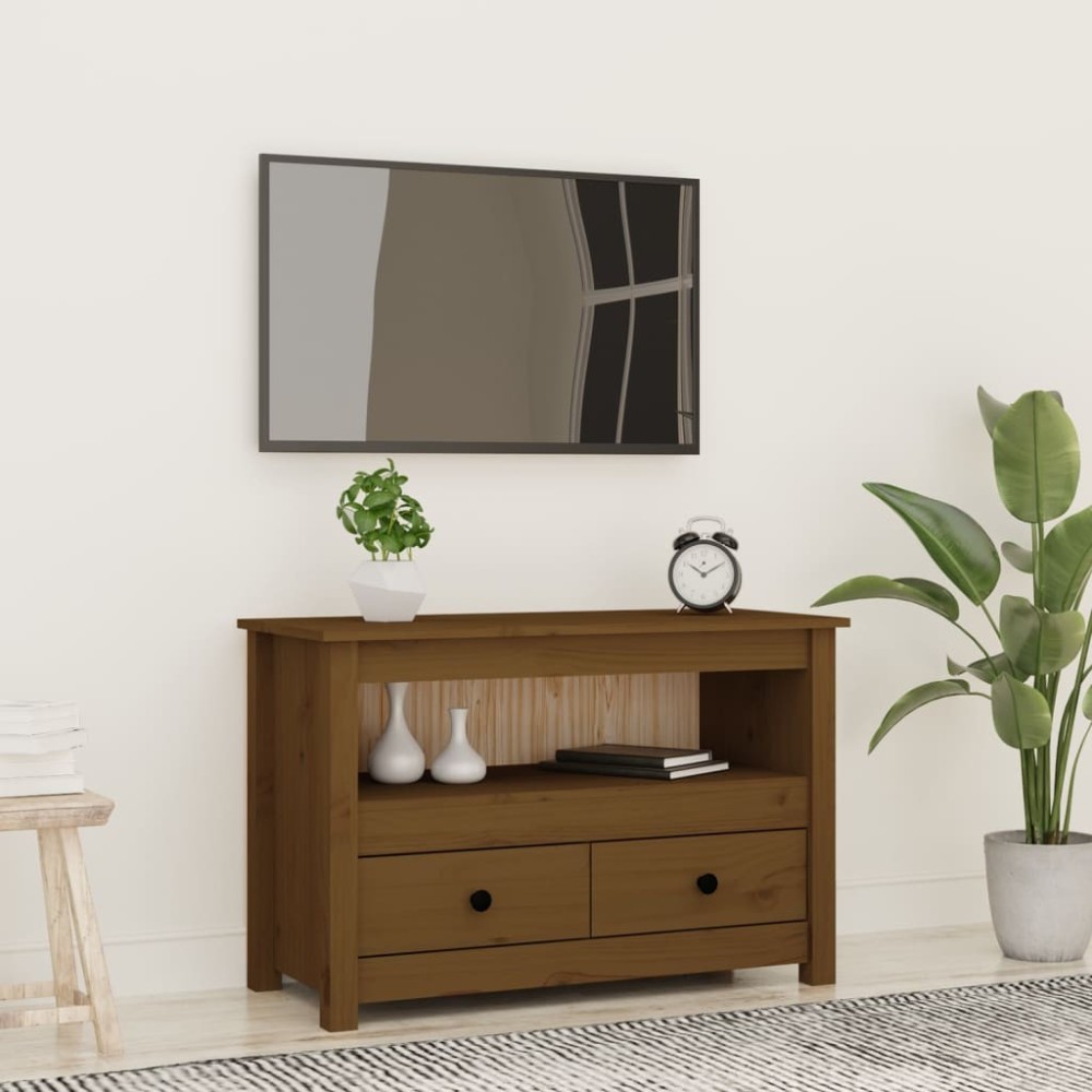 TV Cabinet Grey 79x35x52 cm Solid Wood Pine