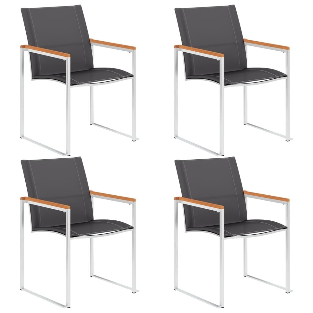 Garden Chairs 2 pcs Textilene and Stainless Steel Grey