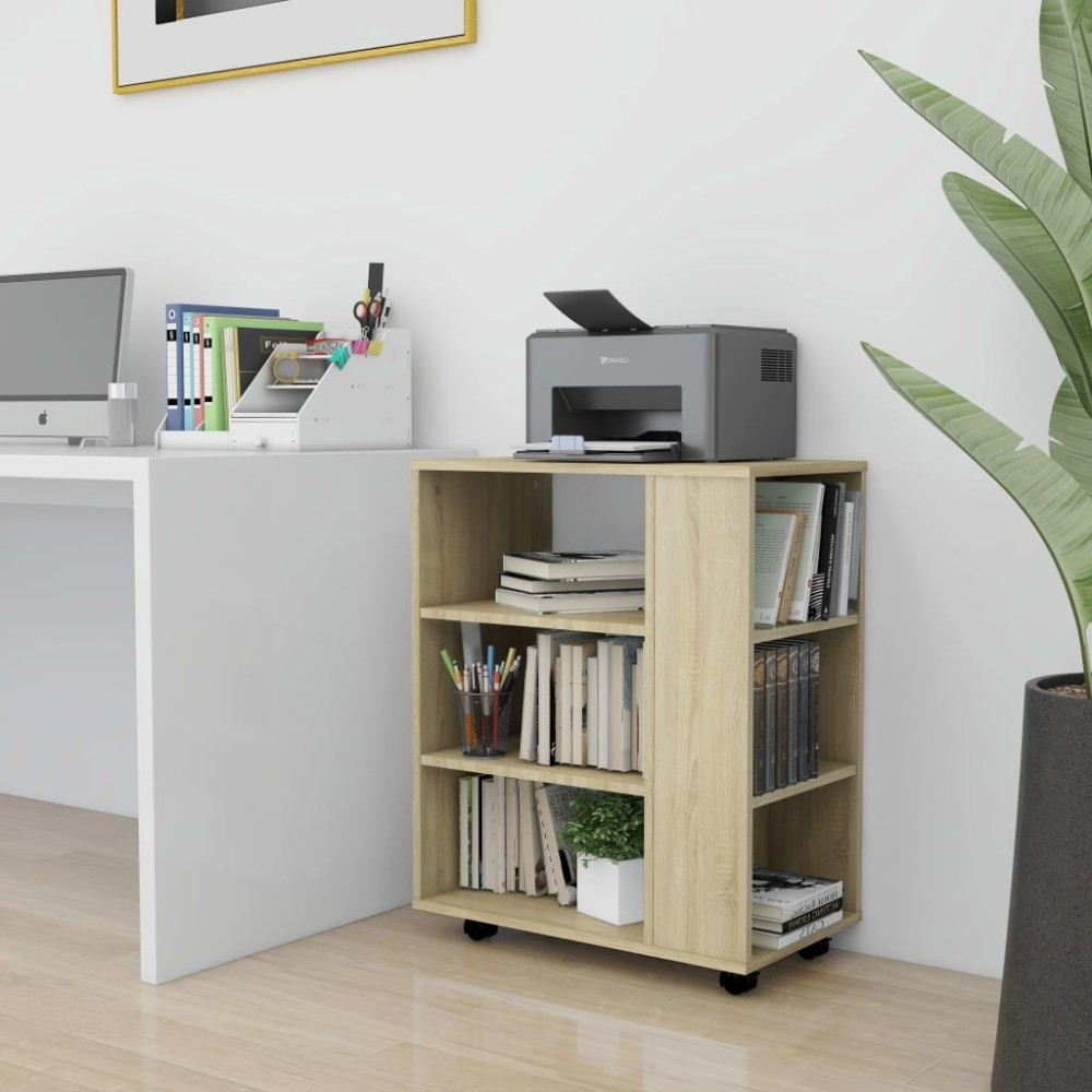 Rolling Cabinet Brown Oak 60x35x75 cm Engineered Wood