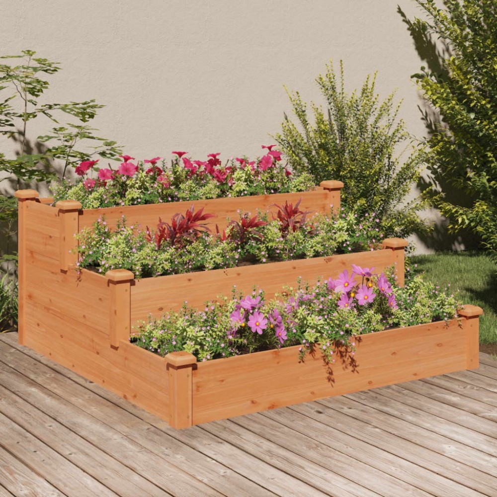 Garden Raised Bed Grey 120x120x56 cm Solid Wood Fir