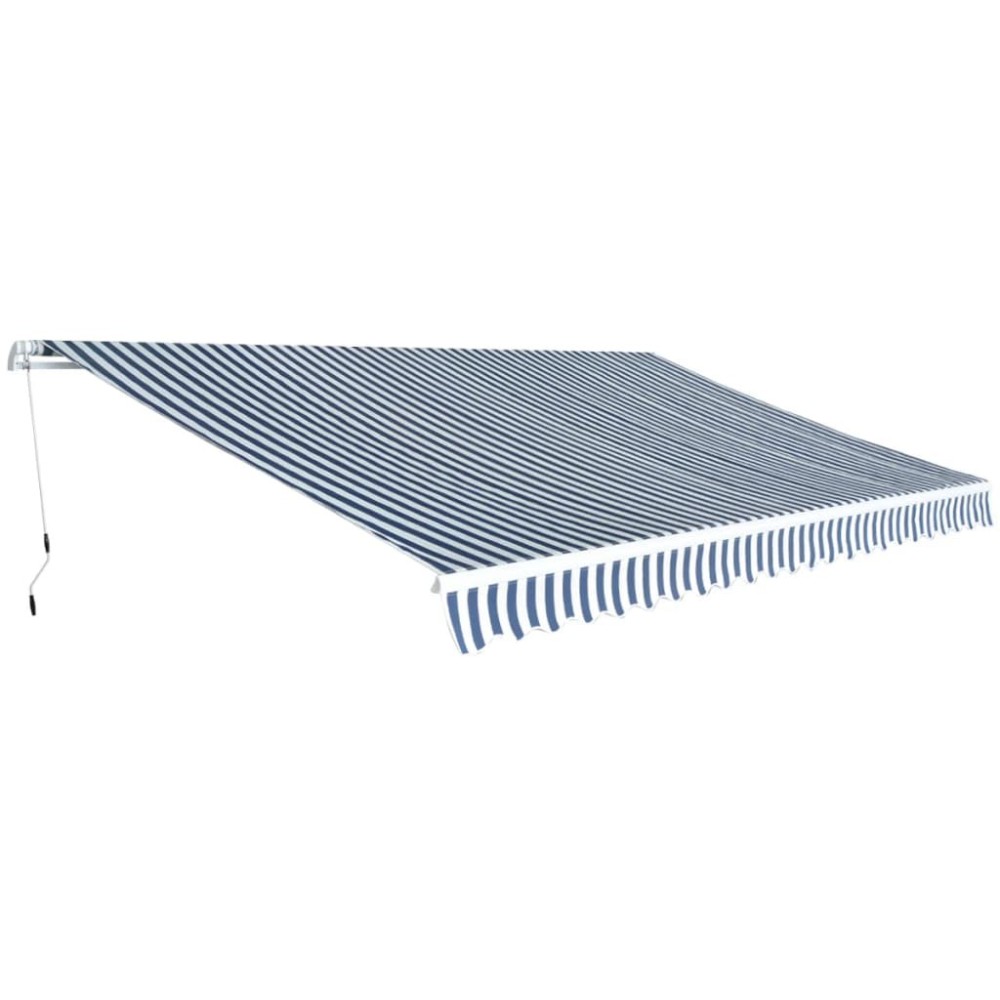 Folding Awning Manual-Operated 500 cm Blue and White