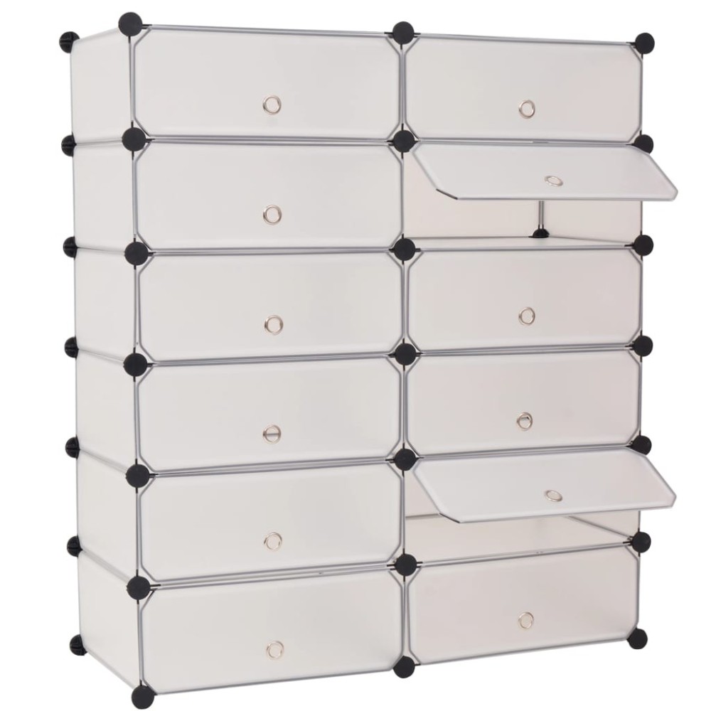 Interlocking Shoe Organiser with 12 Compartments White