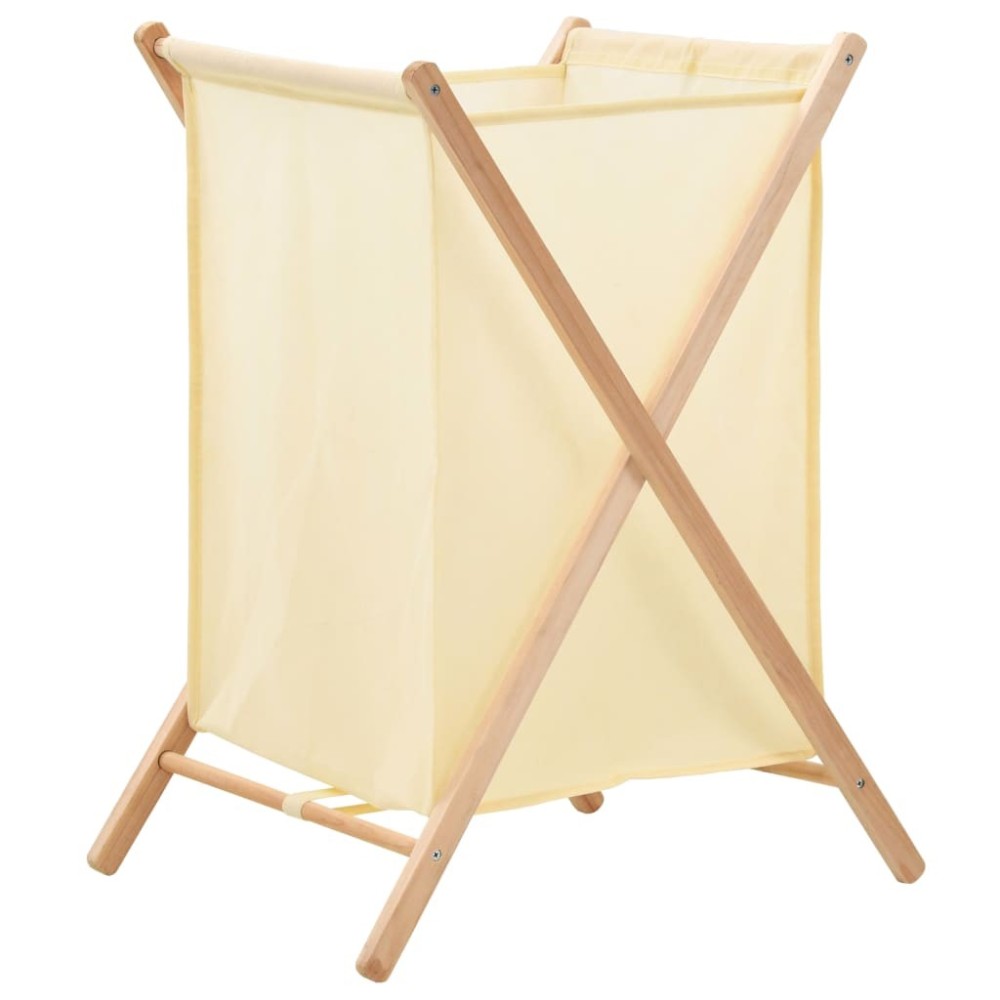 Laundry Basket Cedar Wood and Fabric Beige 42x41x64 cm