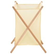 Laundry Basket Cedar Wood and Fabric Beige 42x41x64 cm