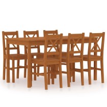 7 Piece Dining Set Pinewood Honey Brown