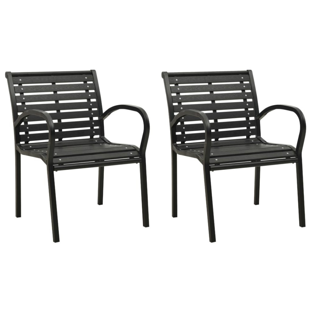 Garden Chairs 2 pcs Steel and WPC Black and Brown