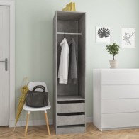 Wardrobe with Drawers Grey...