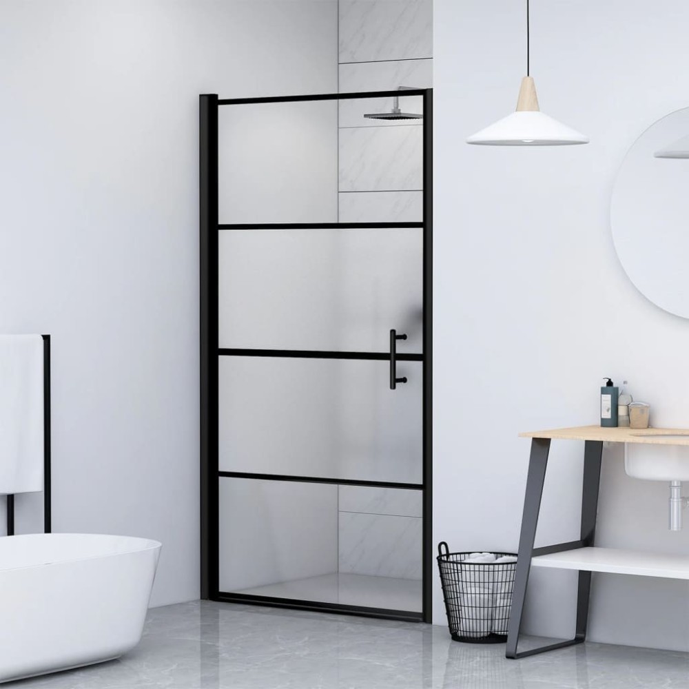 Duschtür Hartglas 81×195 cm Schwarz