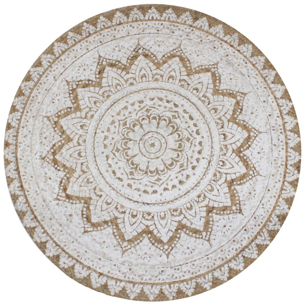 Area Rug Braided Jute Printed 240 cm Round