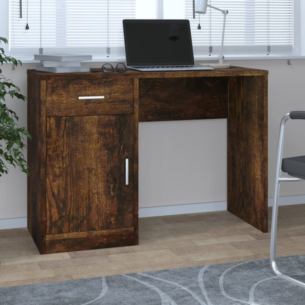 Desk with Drawer&Cabinet Grey Sonoma 100x40x73 cm Engineered Wood