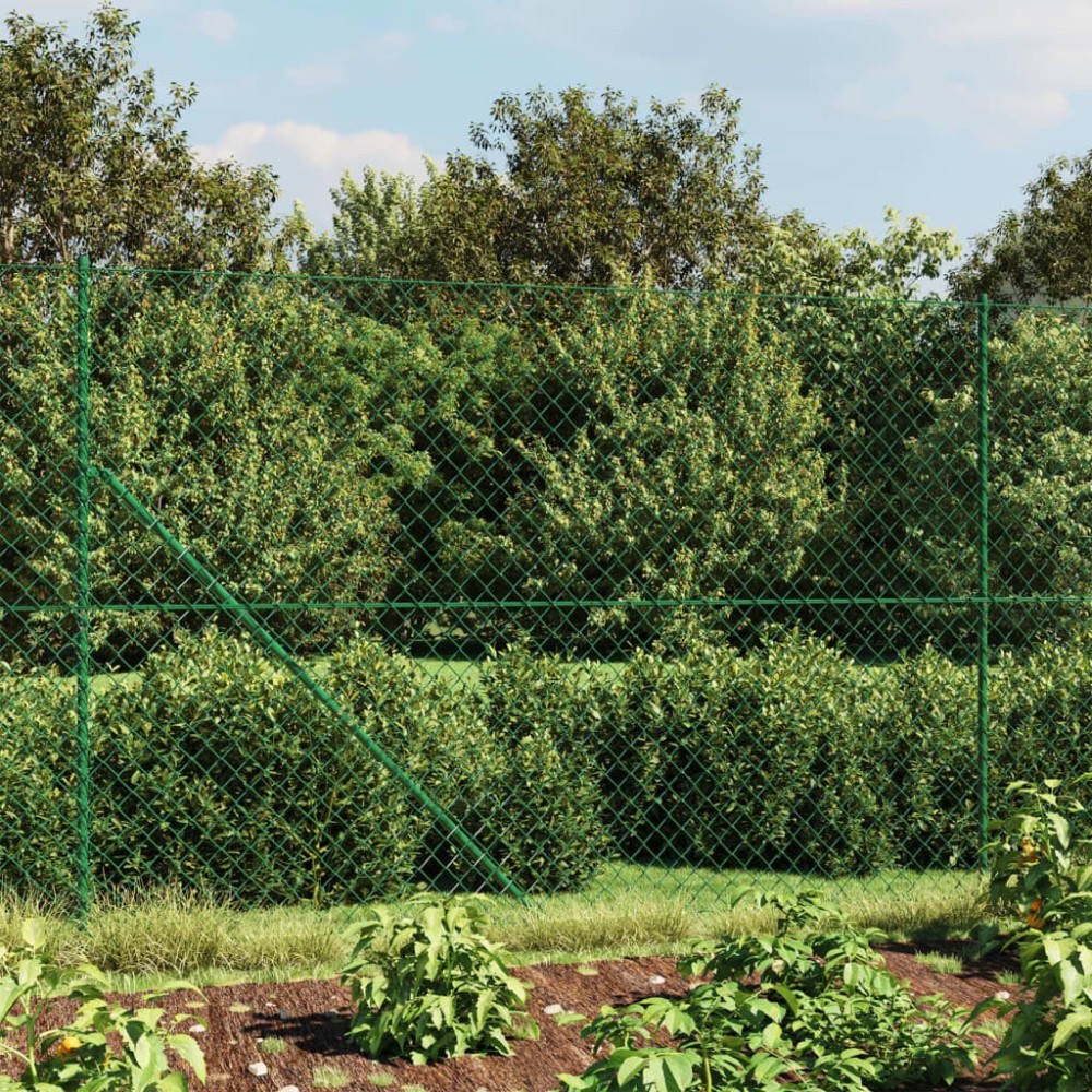 Chain Link Fence with Spike Anchors Silver 1.1x10 m