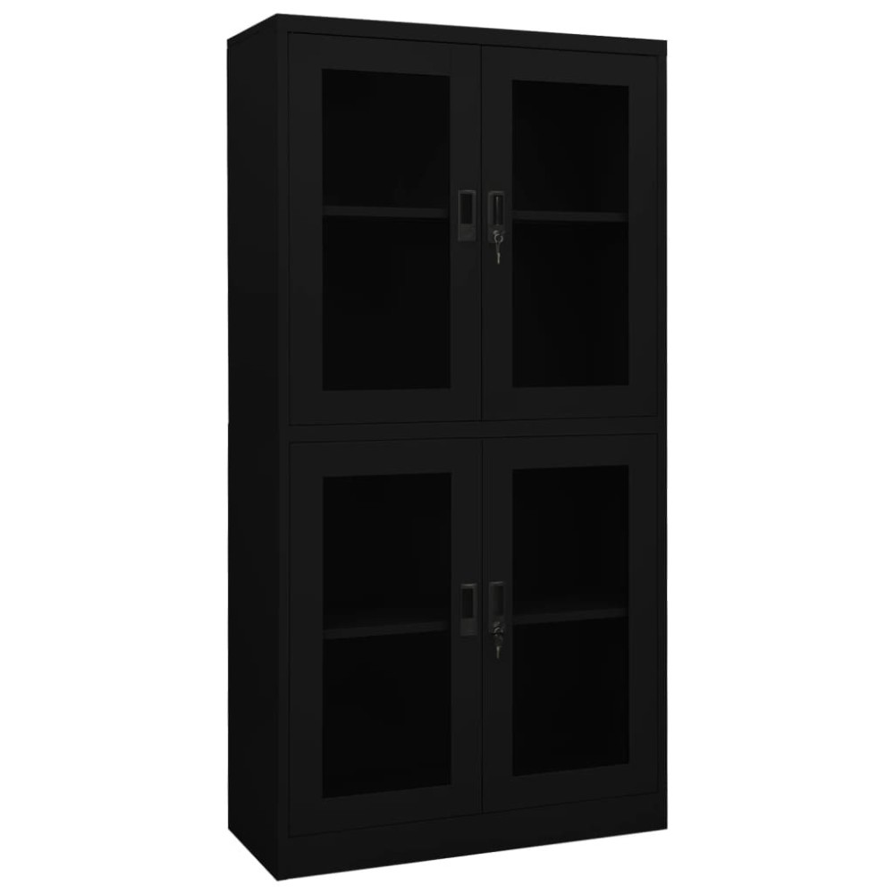 Office Cabinet Anthracite 90x40x180 cm Steel and Tempered Glass