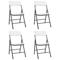 Folding Garden Chairs 4 pcs HDPE White