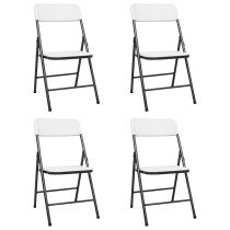 Folding Garden Chairs 4 pcs HDPE White