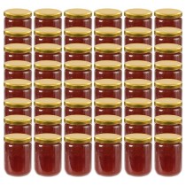 Glass Jam Jars with White and Red Lid 48 pcs 230 ml