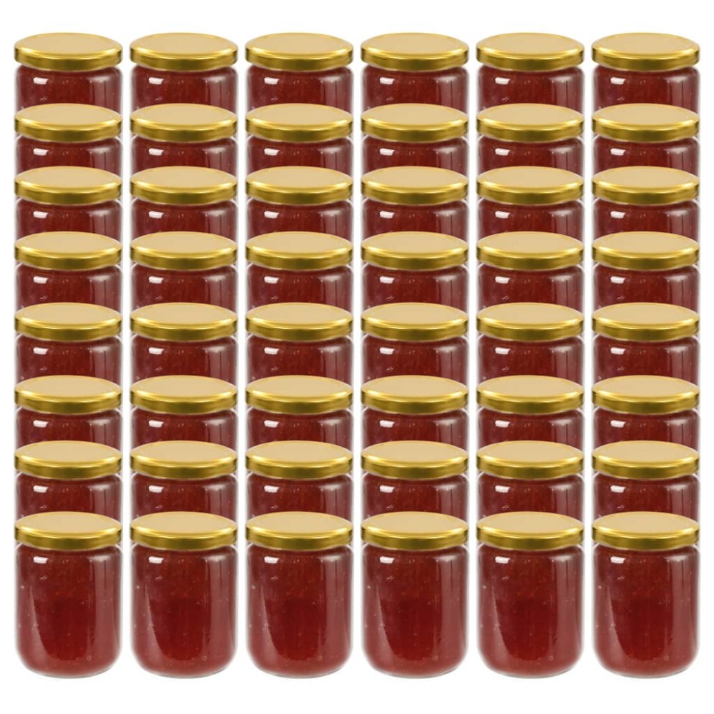 Glass Jam Jars with White and Red Lid 48 pcs 230 ml