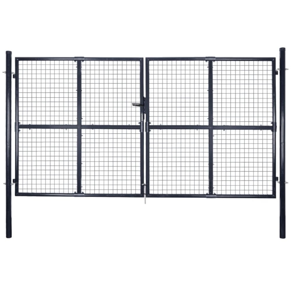 Mesh Garden Gate Galvanised Steel 289x200 cm Grey