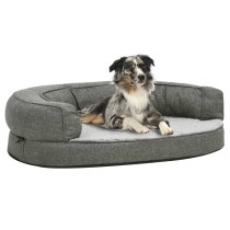 Ergonomic Dog Bed Mattress 90x64 cm Linen Look Fleece Grey