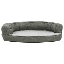 Ergonomic Dog Bed Mattress 90x64 cm Linen Look Fleece Grey