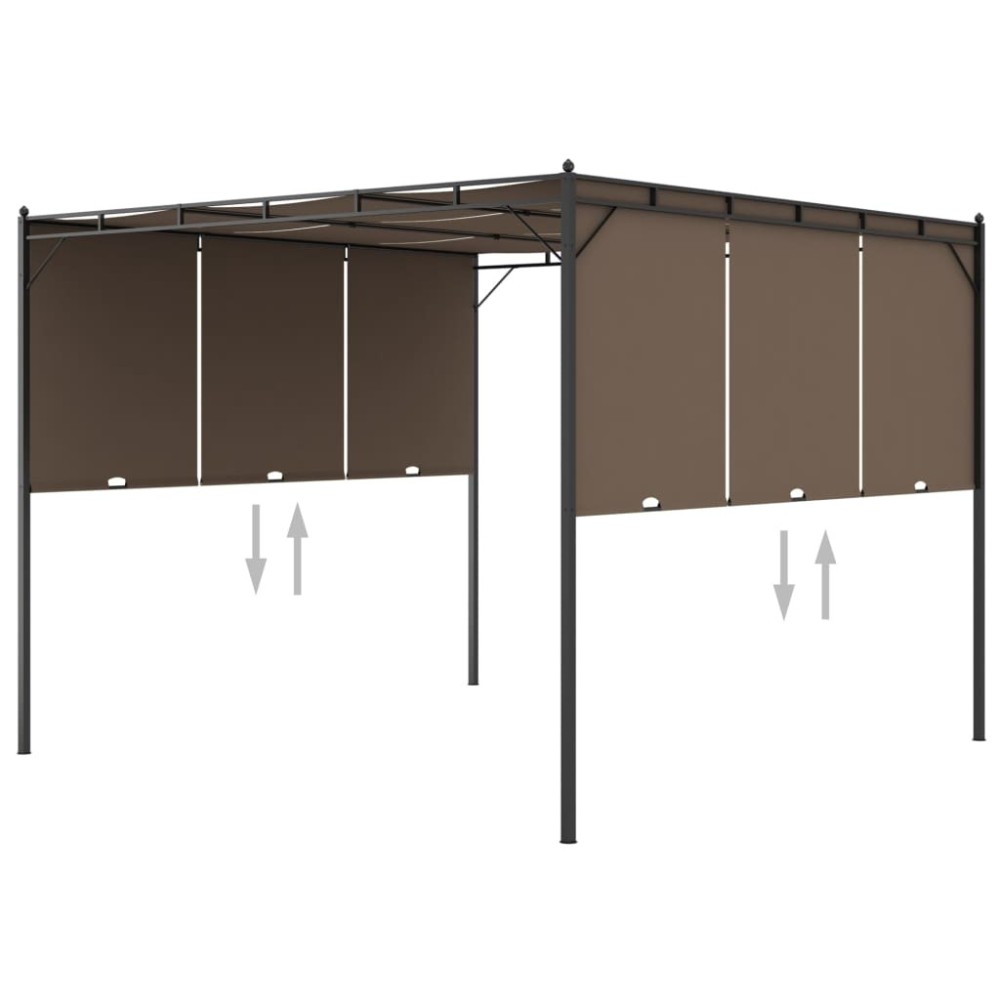 Gartenpavillon mit Seitenvorhang 4x3x2,25 m Taupe