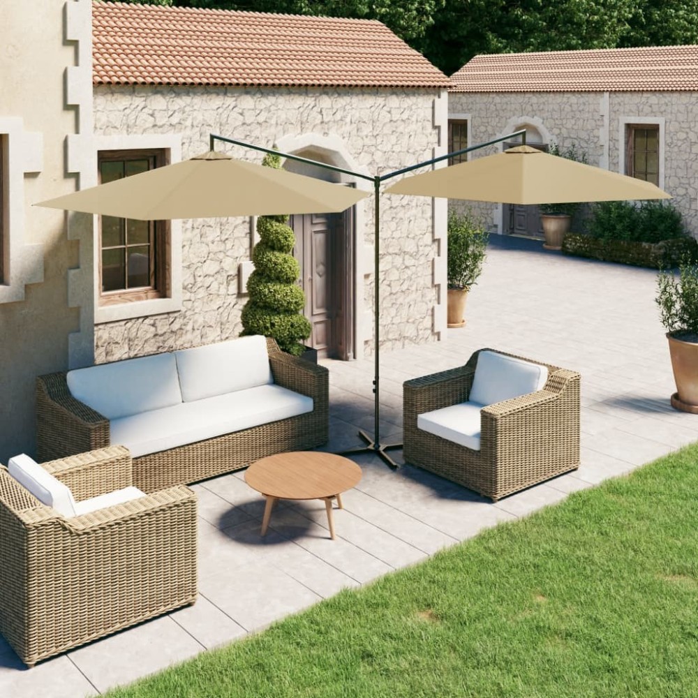 Double Parasol with Steel Pole Sand 600 cm