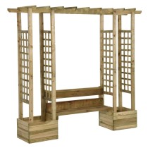 Garden Pergola with Bench&Planters Impregnated Solid Wood Pine