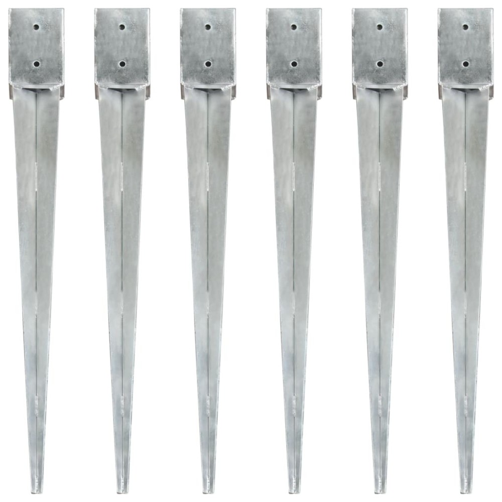 Ground Spikes 12 pcs Silver 8x8x76 cm Galvanised Steel