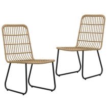 Garden Chairs 2 pcs Poly Rattan Black