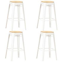 Bar Stools 4 pcs White Solid Mango Wood