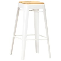 Bar Stools 4 pcs White Solid Mango Wood