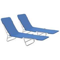 Folding Sun Loungers 2 pcs Steel and Fabric Green