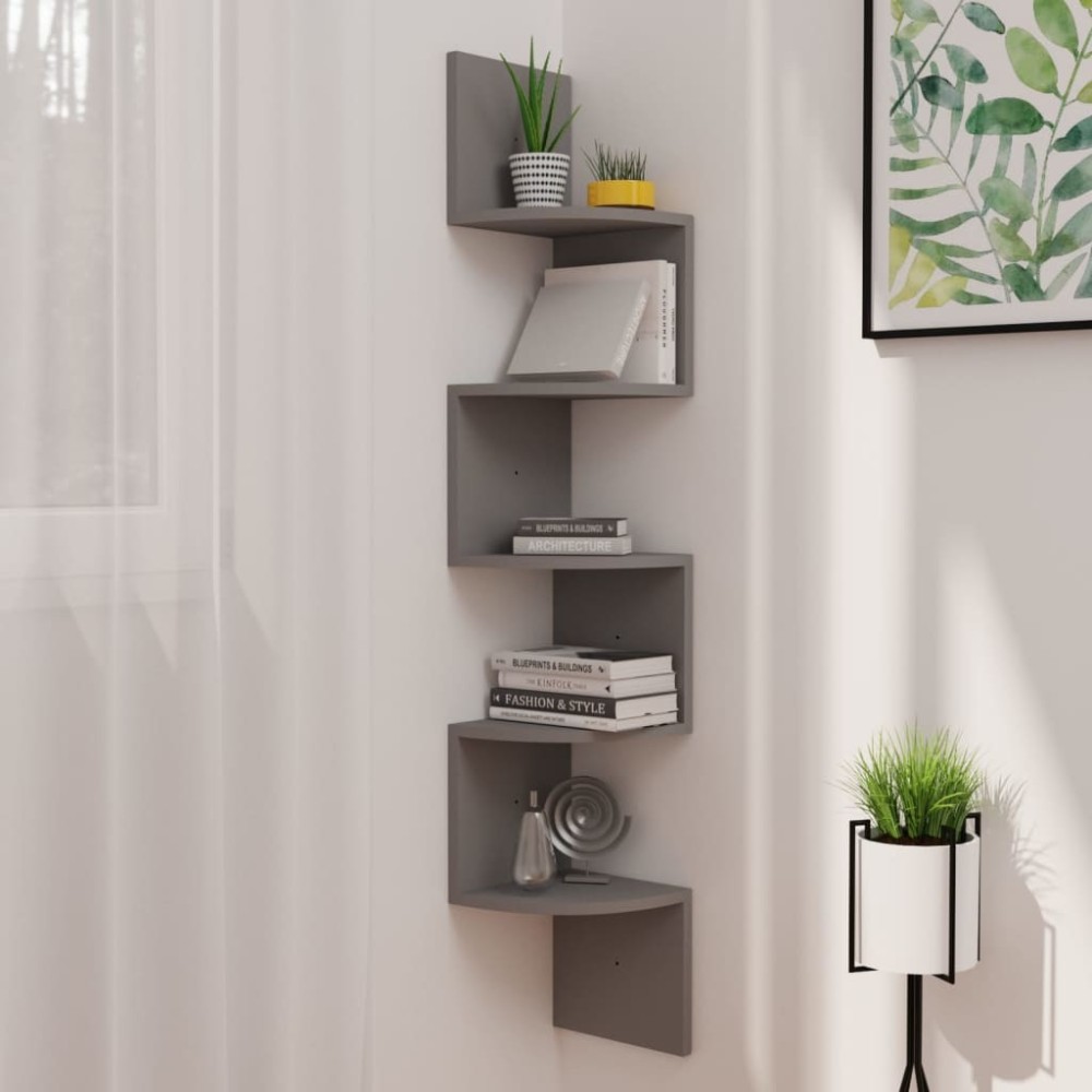 Wall Corner Shelf White and Sonoma Oak 19x19x123 cm Engineered Wood